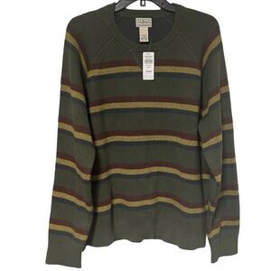 NWT LL Bean Wicked Soft Cotton Cashmere Striped Crewneck Sweater Men's Large